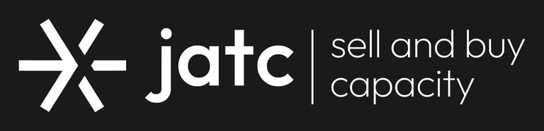 JATC logo with asterisk symbol and text sell and buy capacity on dark background